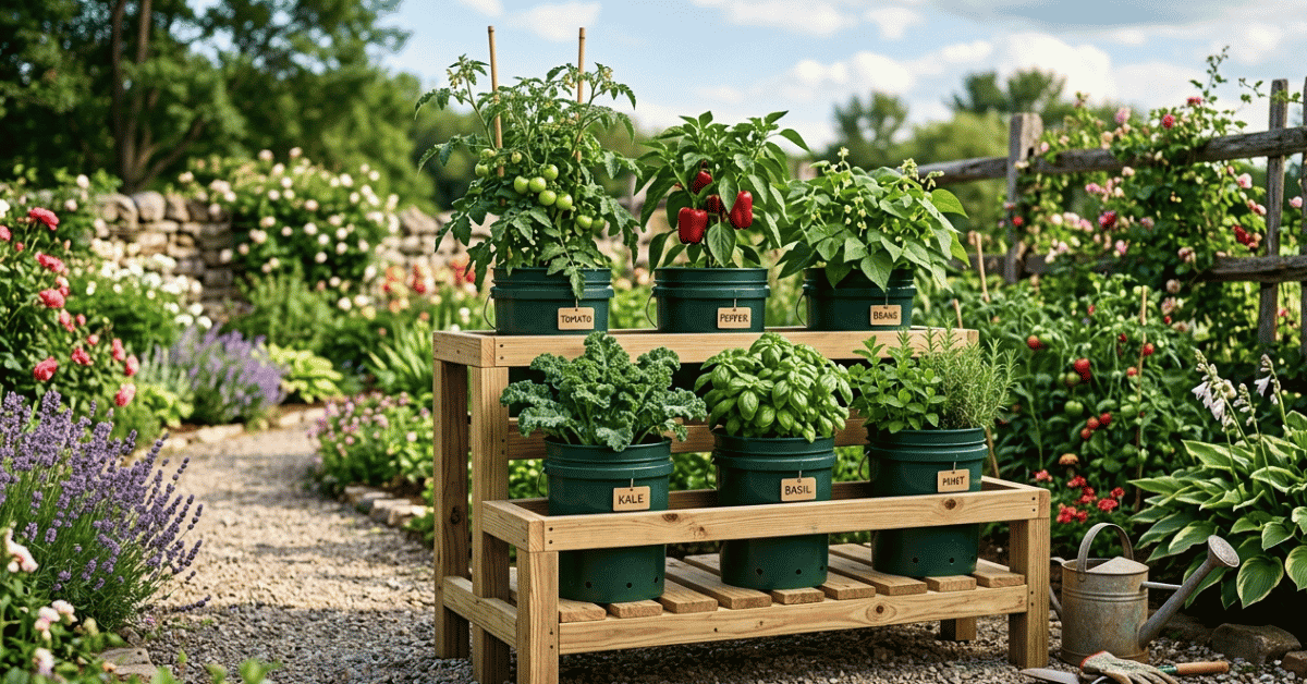 5 gallon bucket gardening stand